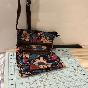 Small Floral Crossbody Purse Women's Lightweight Shoulder Bag for Nylon Ripstop﻿